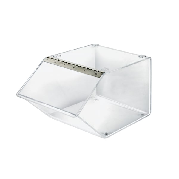 Azar Displays 12" Acrylic Stacking Bin Display W/ Metal Hinged Lift-Open Lid 400412 - main